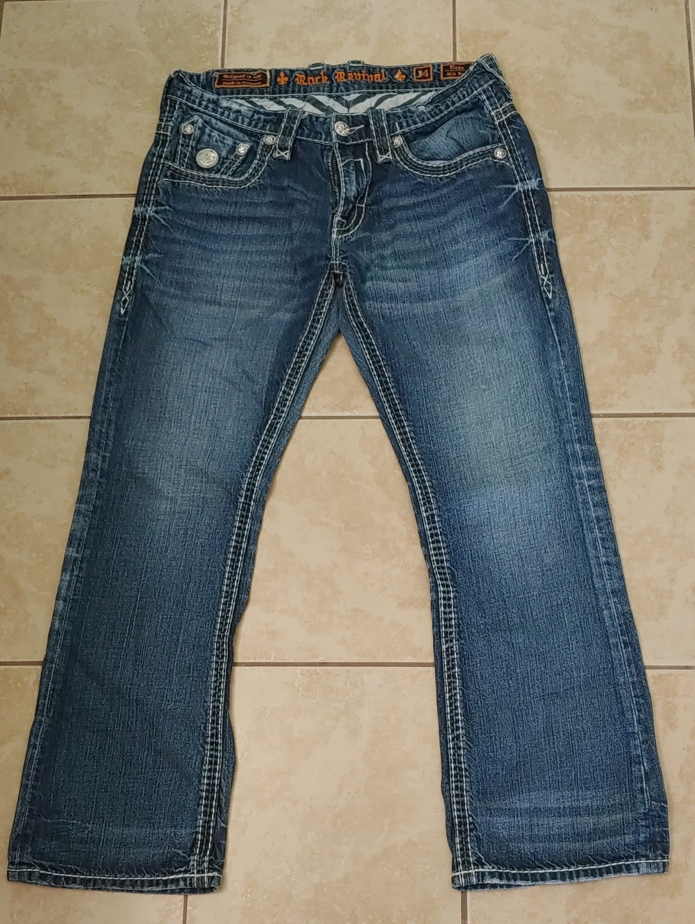 Rock Revival Men’s 34 Jeans Kane Slim Boot Y2K Denim